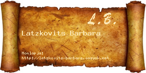 Latzkovits Barbara névjegykártya